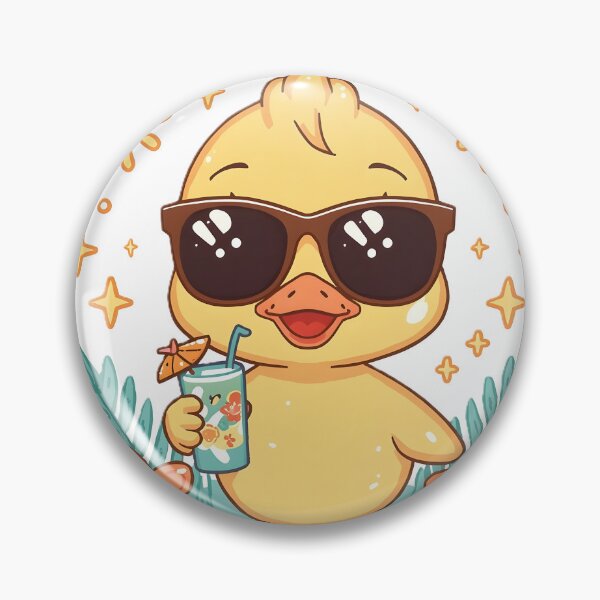 Item preview, Cute Summer Duck Sticker | Kawaii Yellow Duck with Sunglasses & Tropical Drink | Funny Summer Duck | Beach Vacation Gift designed and sold by dreamz-world.