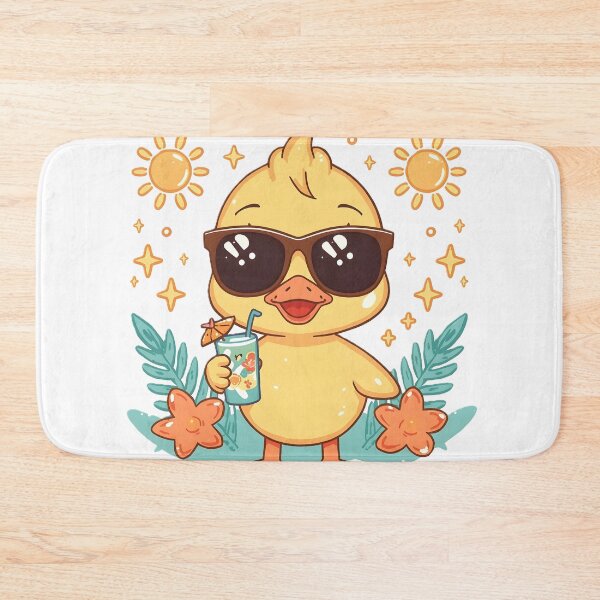 Item preview, Cute Summer Duck Sticker | Kawaii Yellow Duck with Sunglasses & Tropical Drink | Funny Summer Duck | Beach Vacation Gift designed and sold by dreamz-world.