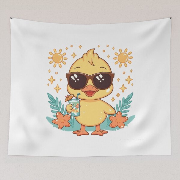 Item preview, Cute Summer Duck Sticker | Kawaii Yellow Duck with Sunglasses & Tropical Drink | Funny Summer Duck | Beach Vacation Gift designed and sold by dreamz-world.
