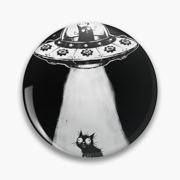 Item preview, UFO abducts terrified black cat - funny sci-fi motif designed and sold by OH-MY-GOTH.