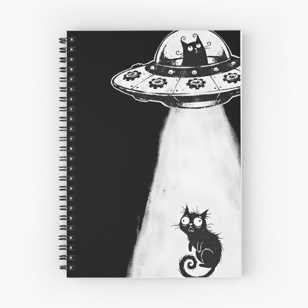 Item preview, UFO abducts terrified black cat - funny sci-fi motif designed and sold by OH-MY-GOTH.