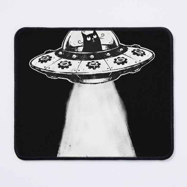 Item preview, UFO abducts terrified black cat - funny sci-fi motif designed and sold by OH-MY-GOTH.