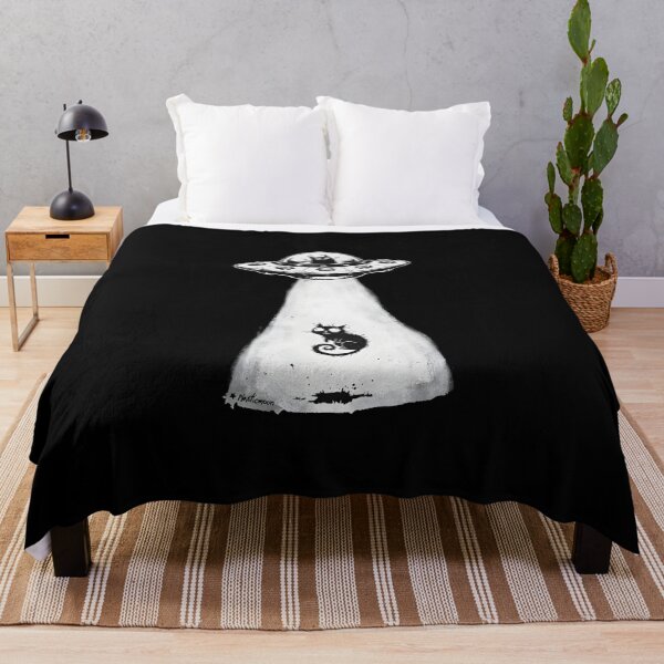 Item preview, UFO abducts terrified black cat - funny sci-fi motif designed and sold by OH-MY-GOTH.
