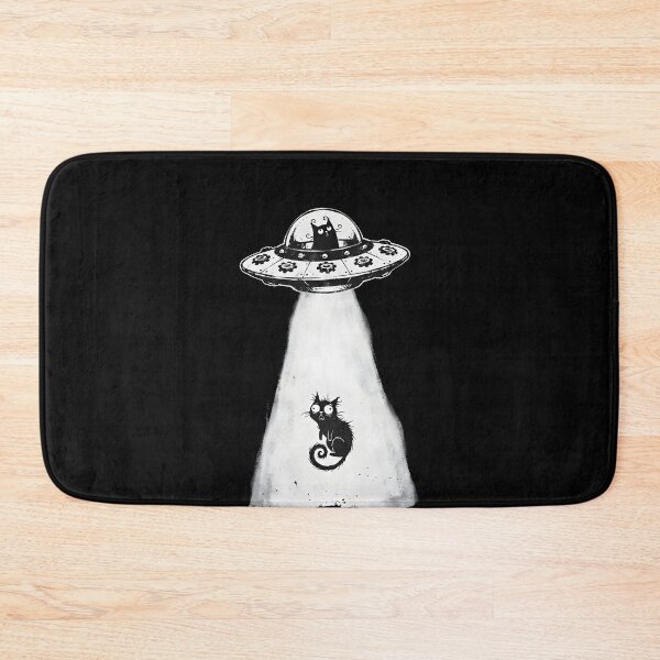 Item preview, UFO abducts terrified black cat - funny sci-fi motif designed and sold by OH-MY-GOTH.