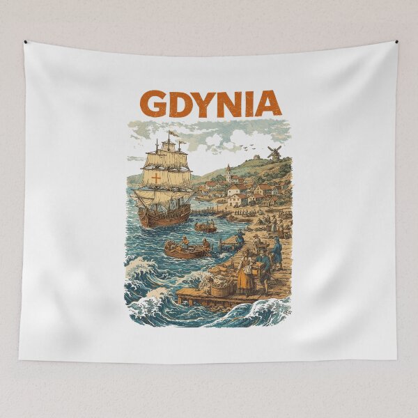 Item preview, Gdynia 1800 vintage graphic – historical print designed and sold by Pineapple-Tree.