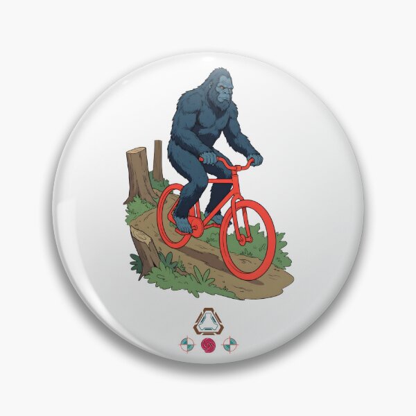 Item preview, Bigfoot Riding a Bright Red Bicycle - Funny Sasquatch Cryptid Cartoon designed and sold by Whimsy Trail Co.