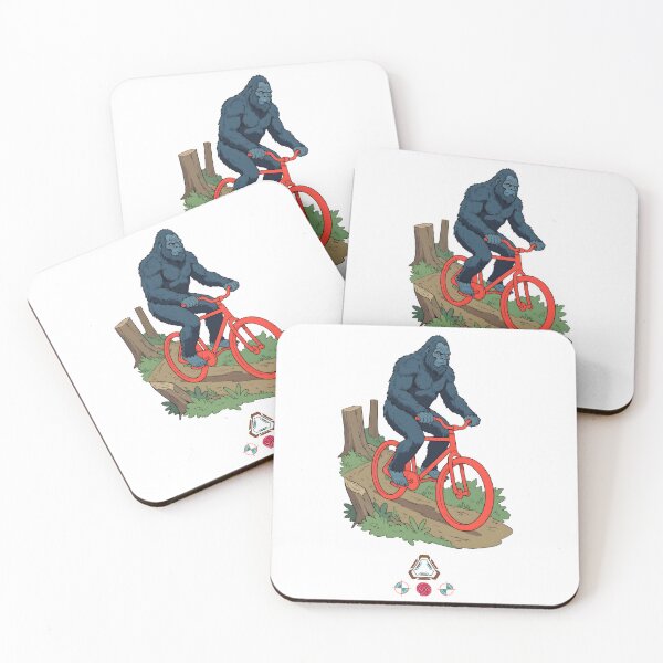 Item preview, Bigfoot Riding a Bright Red Bicycle - Funny Sasquatch Cryptid Cartoon designed and sold by Whimsy Trail Co.