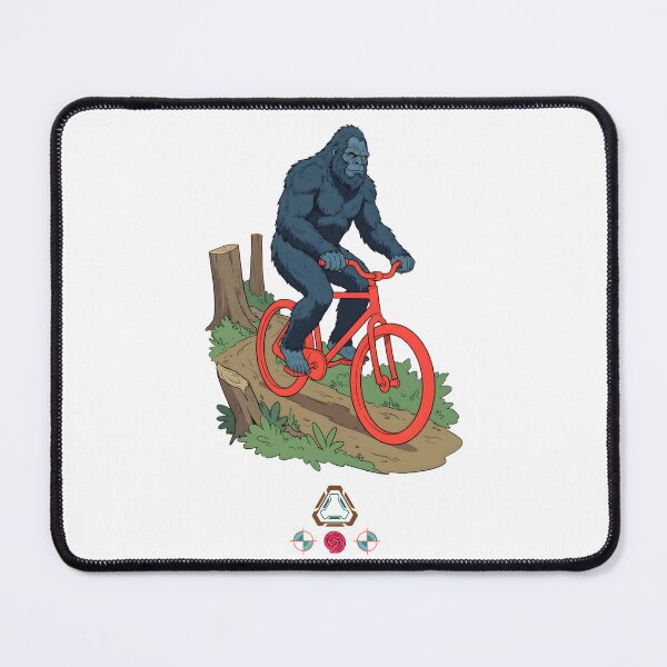 Item preview, Bigfoot Riding a Bright Red Bicycle - Funny Sasquatch Cryptid Cartoon designed and sold by Whimsy Trail Co.