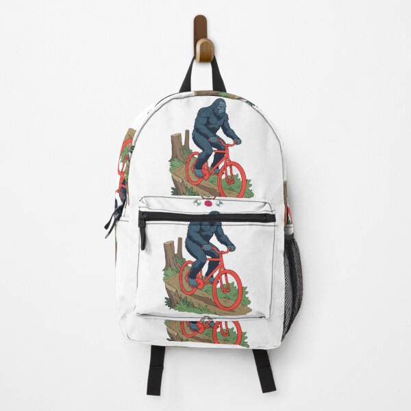 Item preview, Bigfoot Riding a Bright Red Bicycle - Funny Sasquatch Cryptid Cartoon designed and sold by Whimsy Trail Co.