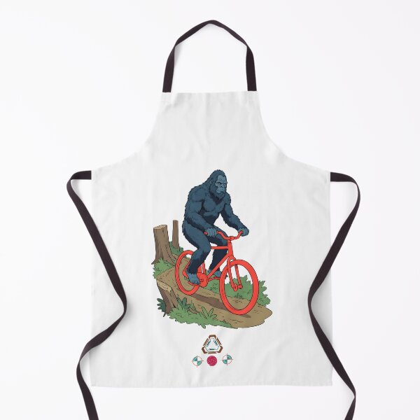 Item preview, Bigfoot Riding a Bright Red Bicycle - Funny Sasquatch Cryptid Cartoon designed and sold by Whimsy Trail Co.