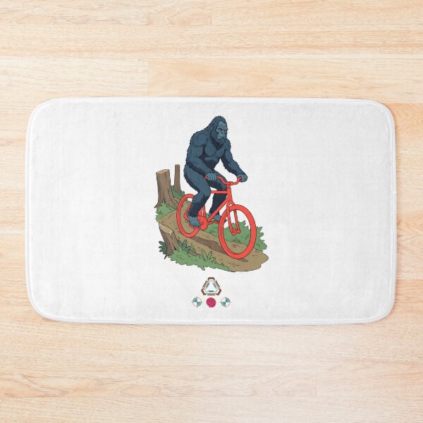 Item preview, Bigfoot Riding a Bright Red Bicycle - Funny Sasquatch Cryptid Cartoon designed and sold by Whimsy Trail Co.