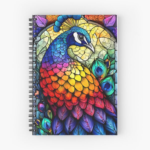 Item preview, Vibrant Stained Glass Peacock Art in Full Color designed and sold by Artessie.