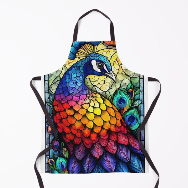 Item preview, Vibrant Stained Glass Peacock Art in Full Color designed and sold by Artessie.