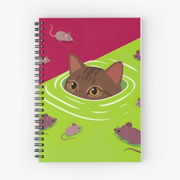 Item preview, Cat Peeking Through Green Water Surrounding Mice Illustration designed and sold by infinitearte.