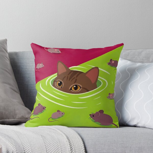 Artikelvorschau, Illustration einer Katze, die durch grünes Wasser um Mäuse herum lugt entworfen und verkauft von infinitearte.