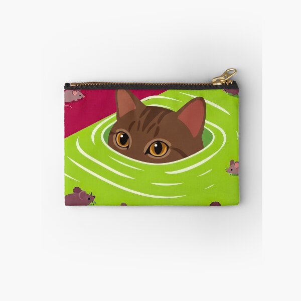 Item preview, Cat Peeking Through Green Water Surrounding Mice Illustration designed and sold by infinitearte.