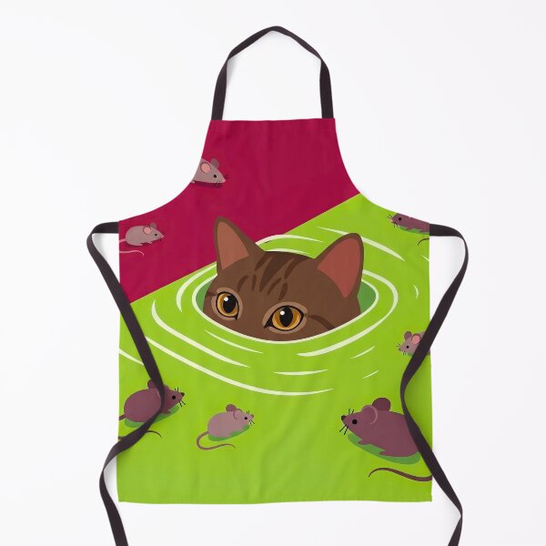 Item preview, Cat Peeking Through Green Water Surrounding Mice Illustration designed and sold by infinitearte.