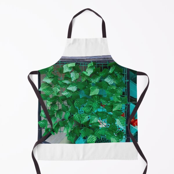 Item preview, Artificial Green Leaf Privacy Screen Draped Over Market Crate Display With Turquoise Produce Bins And Tomatoes designed and sold by Nmallia.