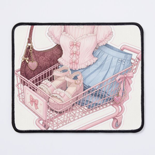 Item preview, Coquette Pink Shopping Cart Fashion Sticker - Cute Girl Therapy Outfit Aesthetic designed and sold by MuseAI.