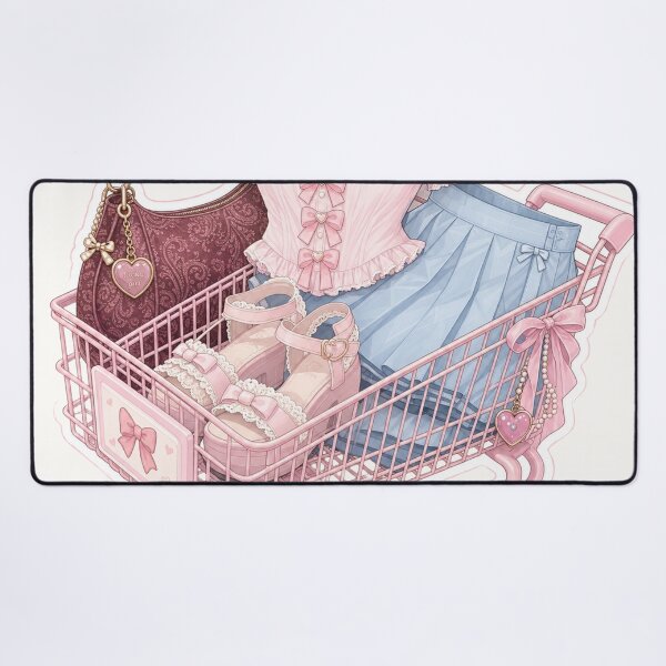 Item preview, Coquette Pink Shopping Cart Fashion Sticker - Cute Girl Therapy Outfit Aesthetic designed and sold by MuseAI.