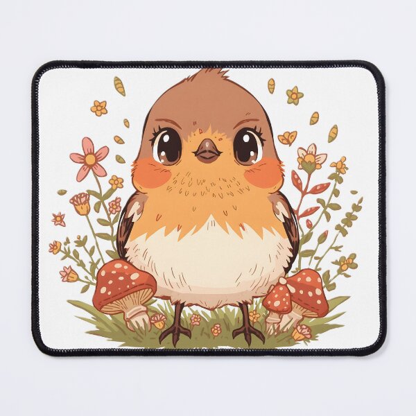 Item preview, Cute Robin Wildflower Sticker | Kawaii Robin with Mushrooms & Forest Flowers | Cottagecore Bird | Woodland Nature Gift designed and sold by dreamz-world.