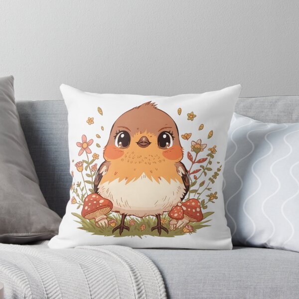 Item preview, Cute Robin Wildflower Sticker | Kawaii Robin with Mushrooms & Forest Flowers | Cottagecore Bird | Woodland Nature Gift designed and sold by dreamz-world.