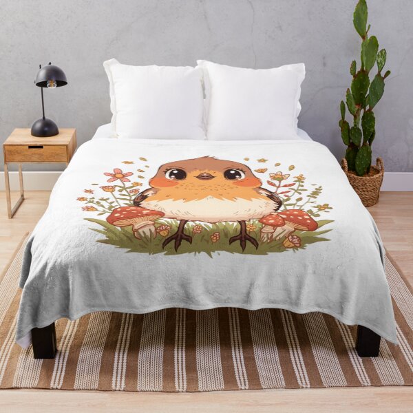 Item preview, Cute Robin Wildflower Sticker | Kawaii Robin with Mushrooms & Forest Flowers | Cottagecore Bird | Woodland Nature Gift designed and sold by dreamz-world.