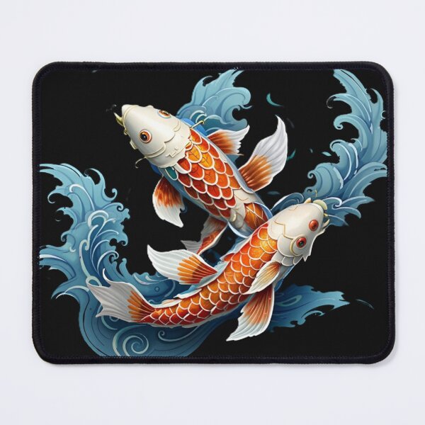 Item preview, Twin Orange Koi Fish In Blue Japanese Waves Circle designed and sold by Surviving Monday Club.