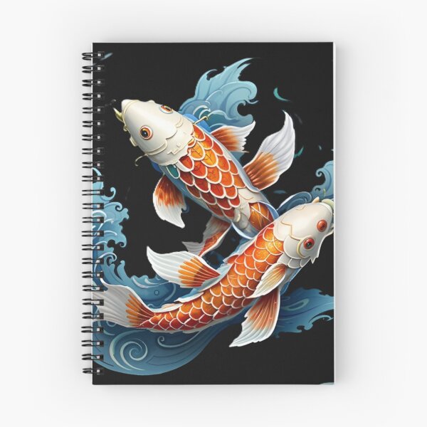 Item preview, Twin Orange Koi Fish In Blue Japanese Waves Circle designed and sold by Surviving Monday Club.