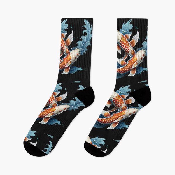 Item preview, Twin Orange Koi Fish In Blue Japanese Waves Circle designed and sold by Surviving Monday Club.