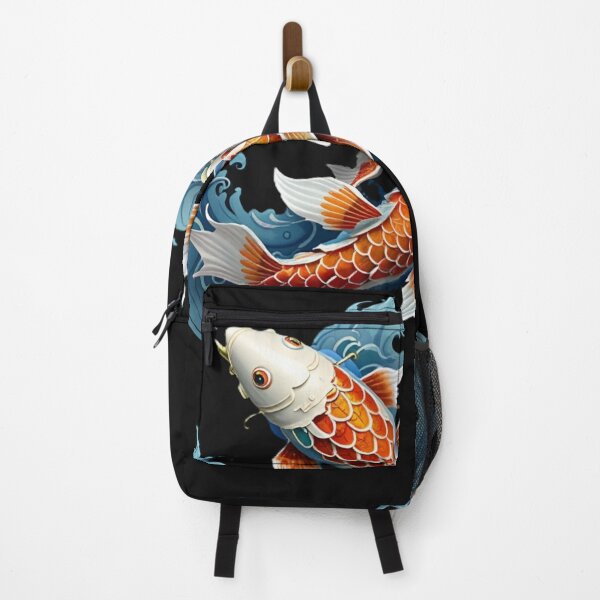 Item preview, Twin Orange Koi Fish In Blue Japanese Waves Circle designed and sold by Surviving Monday Club.
