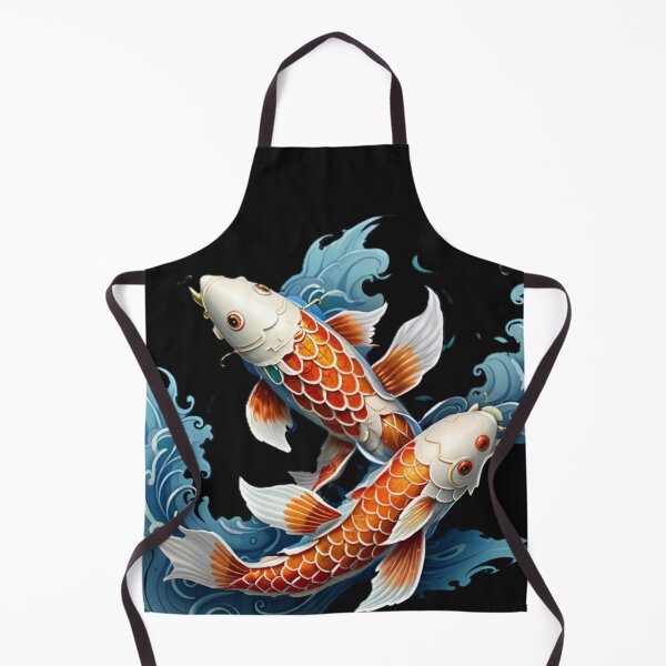 Item preview, Twin Orange Koi Fish In Blue Japanese Waves Circle designed and sold by Surviving Monday Club.