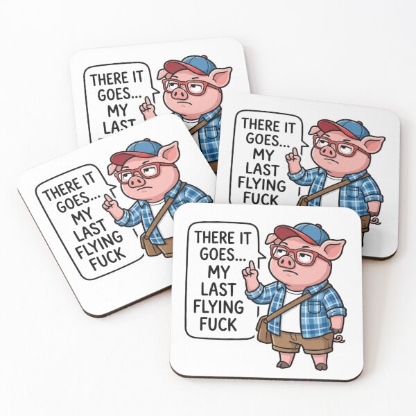 Item preview, There It Goes My Last Flying Fuck Funny Sarcastic Pig Meme Retro Cartoon designed and sold by raedattia.