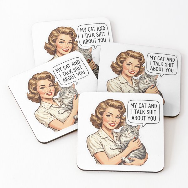 Item preview, My Cat And I Talk Shit About You Retro Woman Sarcastic Humor Meme designed and sold by raedattia.