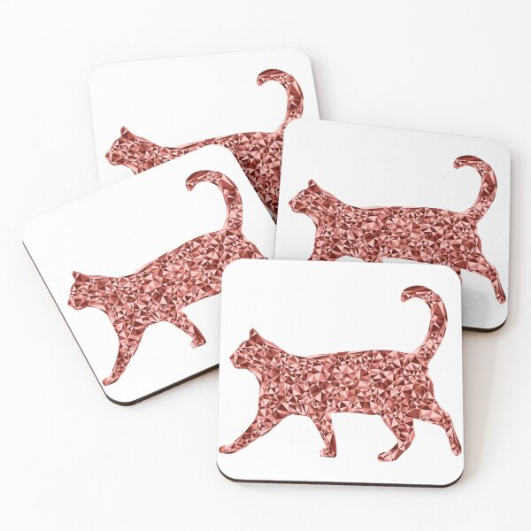 Item preview, Strolling Cat Red Triangular Mosaic Silhouette Design designed and sold by DymondDesigns.