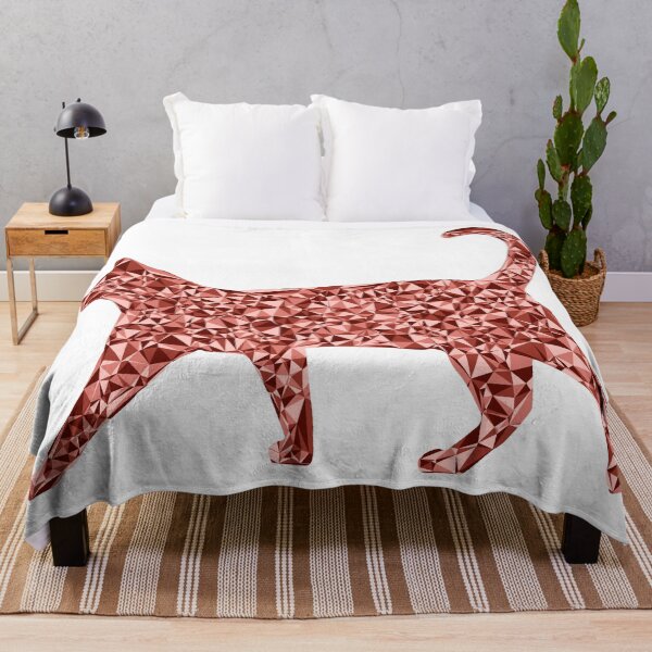 Item preview, Strolling Cat Red Triangular Mosaic Silhouette Design designed and sold by DymondDesigns.