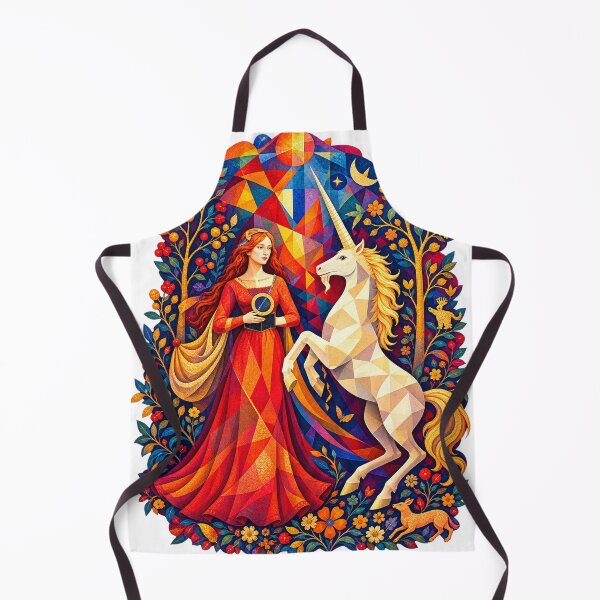 Item preview, Enchanted Lady and Unicorn – Colorful Medieval Fantasy Mosaic designed and sold by ChicClicker.