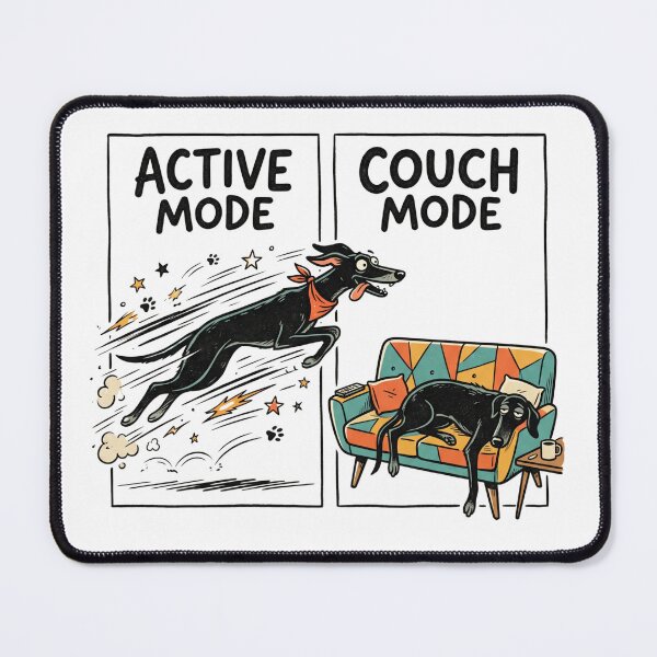 Item preview, Active Mode Couch Mode Black Greyhound Whippet Lurcher designed and sold by BeaBuzz.