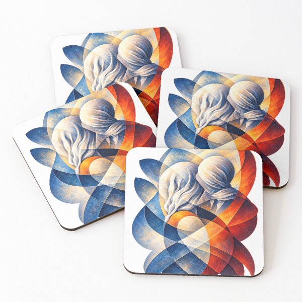 Item preview, Abstract Lovers Embrace – Geometric Romantic Art in Blue and Orange designed and sold by ChicClicker.