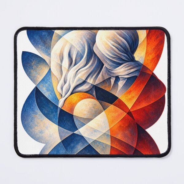 Item preview, Abstract Lovers Embrace – Geometric Romantic Art in Blue and Orange designed and sold by ChicClicker.