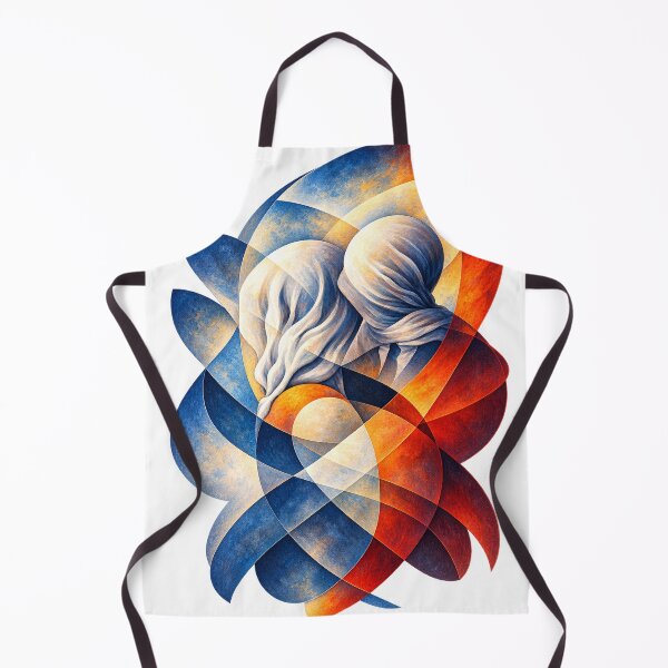 Item preview, Abstract Lovers Embrace – Geometric Romantic Art in Blue and Orange designed and sold by ChicClicker.