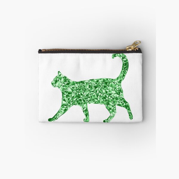 Item preview, Strolling Cat Green Triangular Mosaic Silhouette Design designed and sold by DymondDesigns.