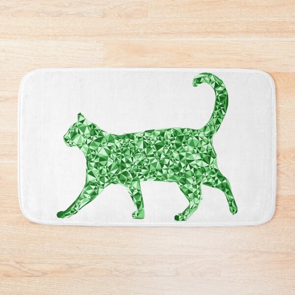 Item preview, Strolling Cat Green Triangular Mosaic Silhouette Design designed and sold by DymondDesigns.
