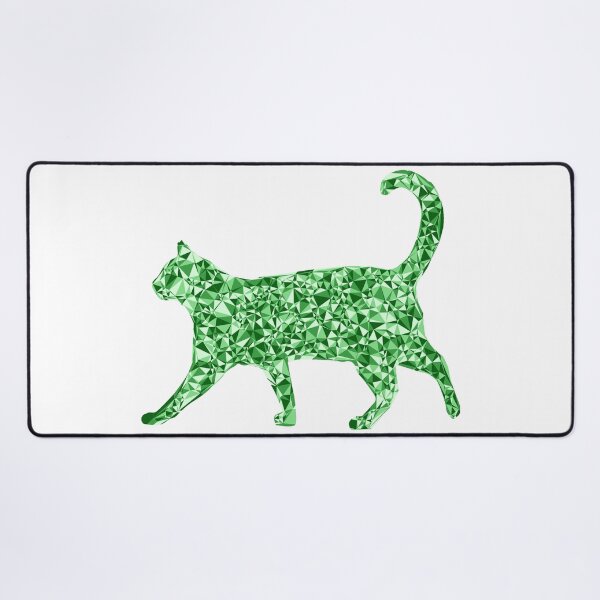 Item preview, Strolling Cat Green Triangular Mosaic Silhouette Design designed and sold by DymondDesigns.