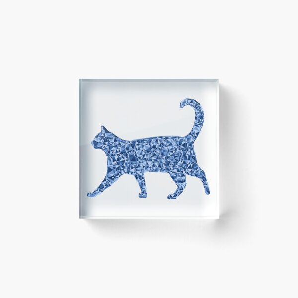 Item preview, Strolling Cat Blue Triangular Mosaic Silhouette Design designed and sold by DymondDesigns.