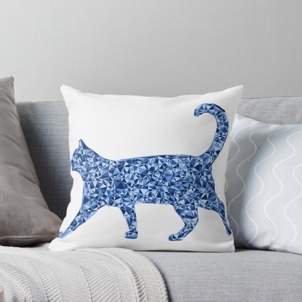 Item preview, Strolling Cat Blue Triangular Mosaic Silhouette Design designed and sold by DymondDesigns.