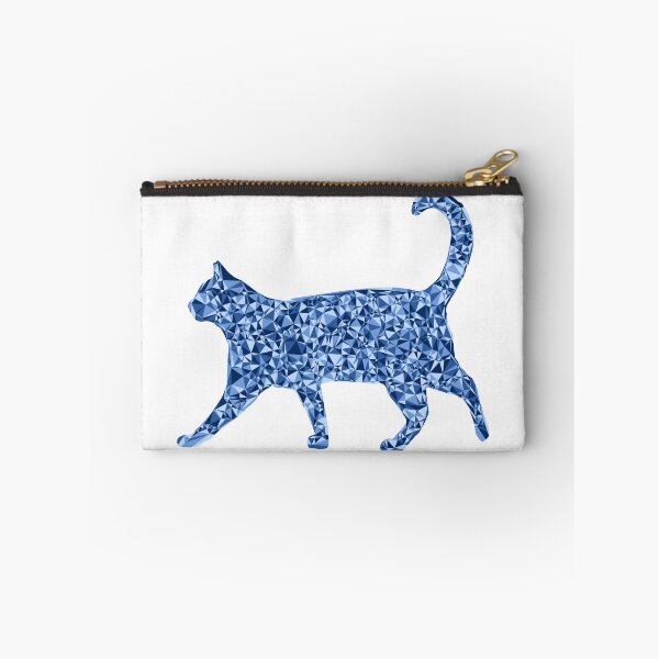 Item preview, Strolling Cat Blue Triangular Mosaic Silhouette Design designed and sold by DymondDesigns.