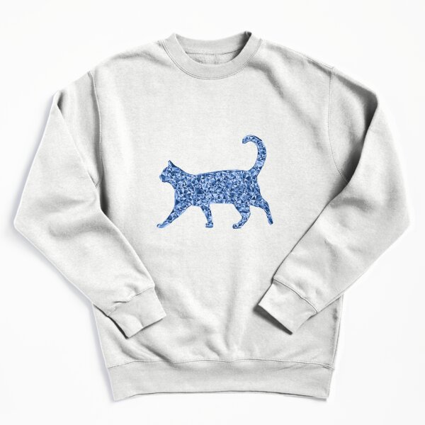 Item preview, Strolling Cat Blue Triangular Mosaic Silhouette Design designed and sold by DymondDesigns.