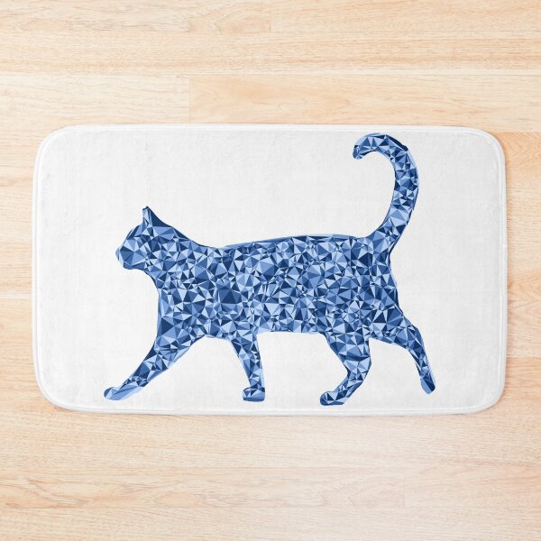 Artikelvorschau, Schlendernde Katze – Blaues dreieckiges Mosaik-Silhouette-Design entworfen und verkauft von DymondDesigns.