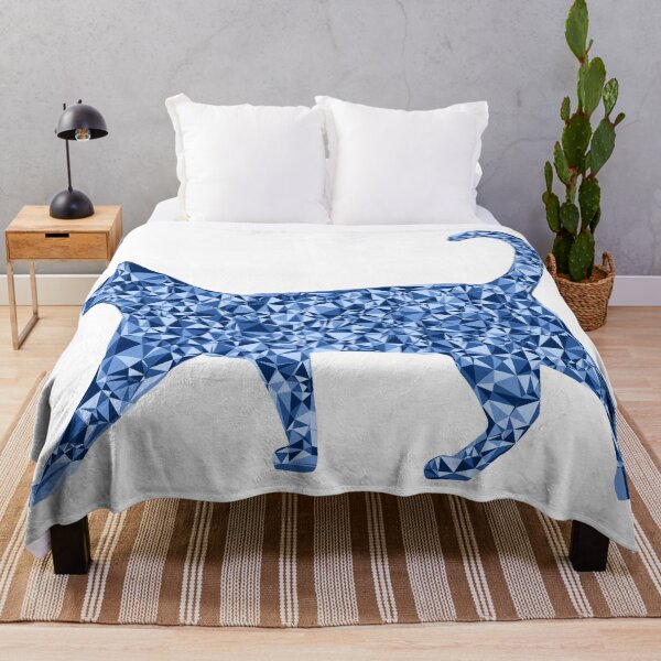 Item preview, Strolling Cat Blue Triangular Mosaic Silhouette Design designed and sold by DymondDesigns.